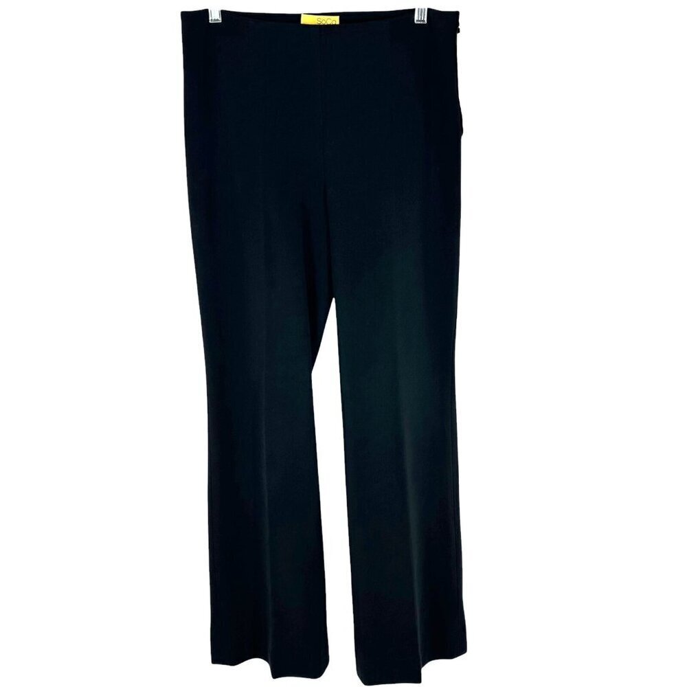 St John SoCa Black Stretch Cotton Straight Leg Side Zip Pants Size 8